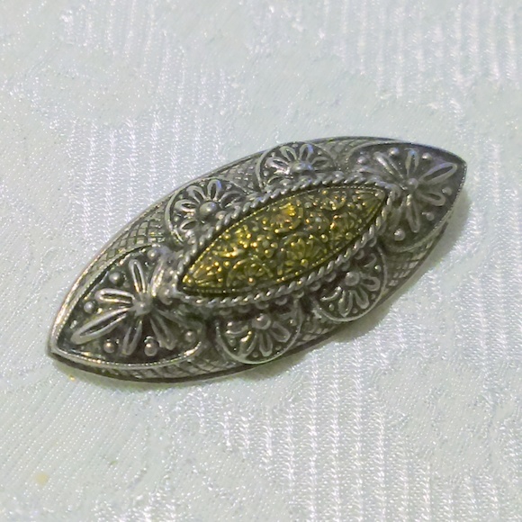 Vintage Victorian Style Silver Copper Tone Bar Pin - Picture 2 of 4
